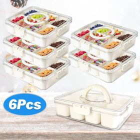 Divided Serving Tray 8 Compartments Snack Box Charcuterie Container Clear Snack Platter Organizer Storage Box with Lid Handle for Candy Nuts Cook