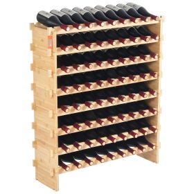 VEVOR 72 Bottle Upgrade Modular Wine Rack Bamboo Wood Display Shelf 8-Tier