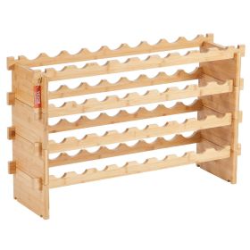 VEVOR 36 Bottle Stackable Modular Wine Rack Bamboo Wood Display Shelf 4-Tier