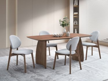 Hadasa Walnut & Light Gray Finish 5PCs Dining Room Set