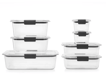 Rubbermaid Brilliance StainShield Plastic Food Storage Containers, 14-Piece Set