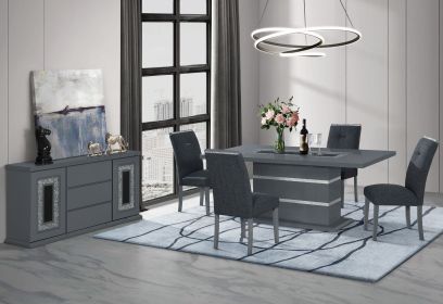 ARIYA DARK GREY DINING TABLE AND CHAIR SET