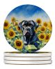 Cane Corso in Sunflowers Large Sandstone Coasters Pack of 4 Absorbent Round Coasters Decor Gifts for Men or Women, 4 in, Multicolor