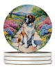 Saint Bernard Spring Path Large Sandstone Coasters Pack of 4 Absorbent Round Coasters Decor Gifts for Men or Women, 4 in, Multicolor