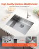 27" Kitchen Sink Undermount Single Bowl Drop-In Basin Stainless Steel Bar