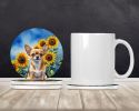 Chihuahua in Sunflowers Large Sandstone Coasters Pack of 4 Absorbent Round Coasters Decor Gifts for Men or Women, 4 in, Multicolor