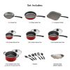 Primaware 18 Piece Non-stick Cookware Set, Red