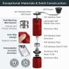 Manual Coffee Grinder Red Metallic Color Stainless Steel Conical Burr Coffee Grinder Manual with Adjustable Setting Double Bearing Hand Espresso Grind