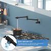 Pot Filler Faucet - Wall Mount Kitchen Sink Faucet Folding Stretchable with Single Hole Two Handles, Black