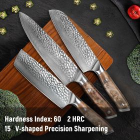 Damascus Chef Knife, 10Cr15MOV Japanese Kitchen Knives Set With Full Tang G10 Handle, Professional Chef Knife For Kitchen, Sheath & Gift Box (size: Chef Knife)