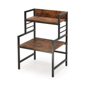 Multi-usage Stand with Metal Frame for Kitchen & Bedroom (Color: Brown & Black, Type: Baker Racks)