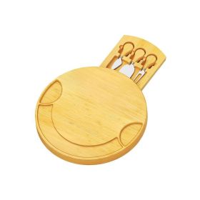 Kitchen Accessories Round Cheese Board With Cutlery Set (Color: Natural, Type: Style A)