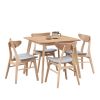 (1 Table with 4 Chairs)Wooden Dining Table Set, Modern Simple Design Square Kitchen Table and Fabric Upholstered Dining Chairs for Dining Room