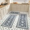 Kitchen Rug Sets 3 Piece with Runner Non Slip Kitchen Rugs and Mats Washable Kitchen Mats for Floor Thick Kitchen Floor Mat Carpet Runner Rugs for Hal